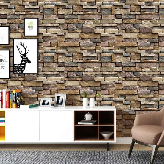 3D Brick Wallpaper Living Room Decoration Paper Kitchen Waterproof Self adhesive Wall Sticker Bedroom Moisture Proof Wallpapers|Wallpapers