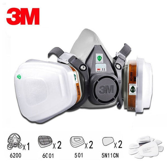 3M 6200 Gas Mask for Spray Paint Decoration Chemical Dust Mask Body Protect Toxic Steam Filter Respirator Reusable Half Mask Frontier General Hardware