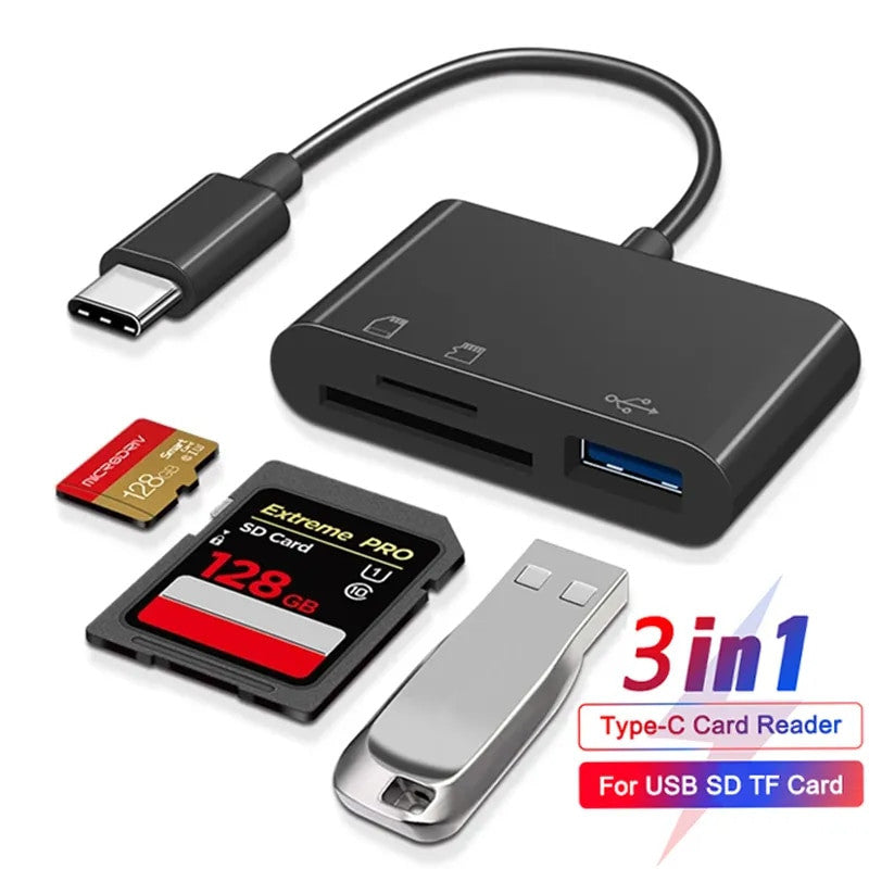 3in1 Type C Micro Adapter OTG Card Reader For TF SD Memory Cards USB C For MacBook Huawei Samsung Xiaomi Frontier General Hardware