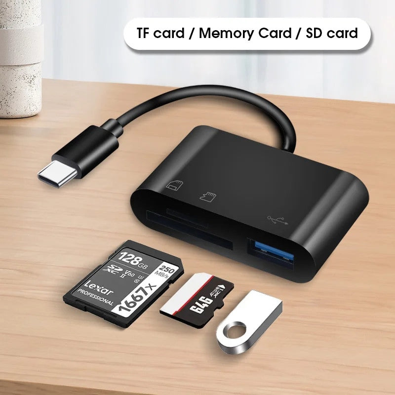 3in1 Type C Micro Adapter OTG Card Reader For TF SD Memory Cards USB C For MacBook Huawei Samsung Xiaomi Frontier General Hardware