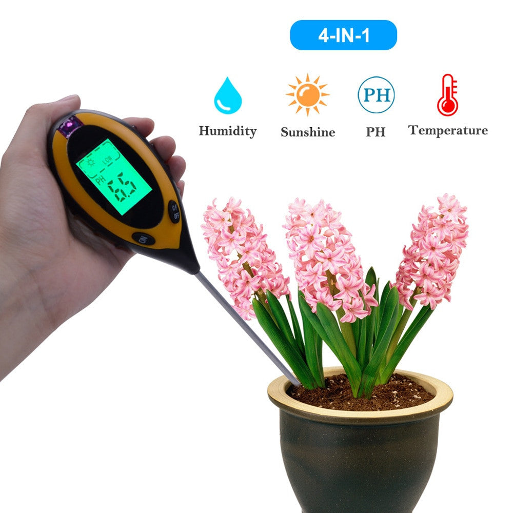 4 In 1 Digital PH Meter Soil Moisture Monitor Temperature Sunlight Tester For Gardening Plants Farming With Black Light|PH Meters - Frontier General Hardware