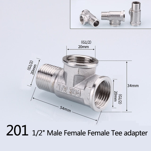 1/2" 3/4" BSP Female Male Thread Tee Type Reducing Stainless steel Elbow Butt joint adapter Adapter Coupler Plumbing fittings|Pipe Fittings - Frontier General Hardware