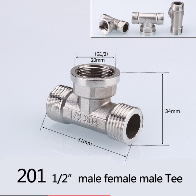 1/2" 3/4" BSP Female Male Thread Tee Type Reducing Stainless steel Elbow Butt joint adapter Adapter Coupler Plumbing fittings|Pipe Fittings - Frontier General Hardware