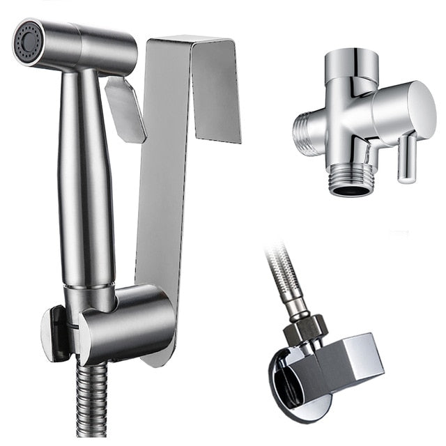Handheld Brass Black Chrome Brushed Stainless Steel Wall hung Toilet Toilet Bidet Sprayer Corner Drain Valve Kit|Bidets - Frontier General Hardware