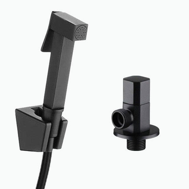 black angle valve and Toilet Bidet square Sprayer Washing Shower Head Flusher Flushing Clean Bidets black brass spray BD777|Bidets - Frontier General Hardware