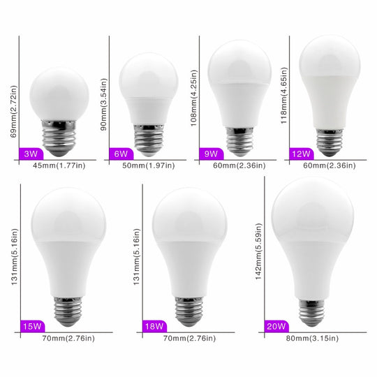 4 Pieces LED Bulbs E27 E14 Set 3W To 20W AC 200 240V SMD2835 Ra85 Warm And Cold White 270 Degree Lifespan 50000 Hours Frontier General Hardware