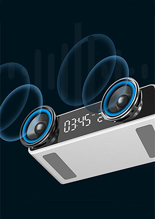 5 In 1 Wireless Charging Dock Station Alarm Clock Bluetooth Speaker Thermometer FM Radio For iPhone Huawei Samsung Frontier General Hardware