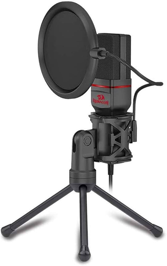 Redragon GM100 Seyfert Omni Condenser Microphone With Tripod For PC Computer Streaming Karaoke 3 5mm Frontier General Hardware
