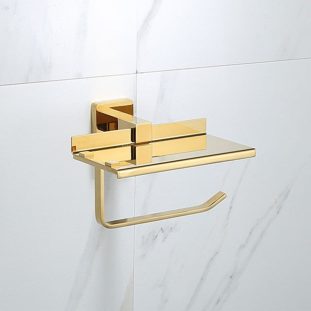 Luxury Golden Bathroom Brass Hardware Sets Towel Rack Paper holder Toilet Brush Holder Towel Holder hook Row hook Activity bar|Bath Hardware Sets - Frontier General Hardware