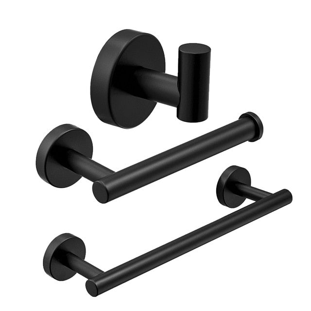 Frap Bath Hardware Sets Black Stainless steel modern bathroom shelf towel bar robe hooks toilet paper holder 3 color Y15003|Bath Hardware Sets - Frontier General Hardware