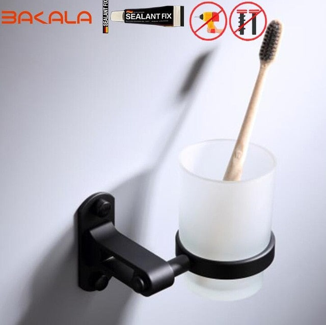 Black Bathroom Accessories Paper towel rack Blower frame Single pole Double rod Towel rack Soap dish Towel ring Clothes hook|Bath Hardware Sets - Frontier General Hardware