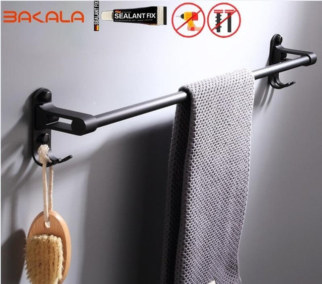Black Bathroom Accessories Paper towel rack Blower frame Single pole Double rod Towel rack Soap dish Towel ring Clothes hook|Bath Hardware Sets - Frontier General Hardware