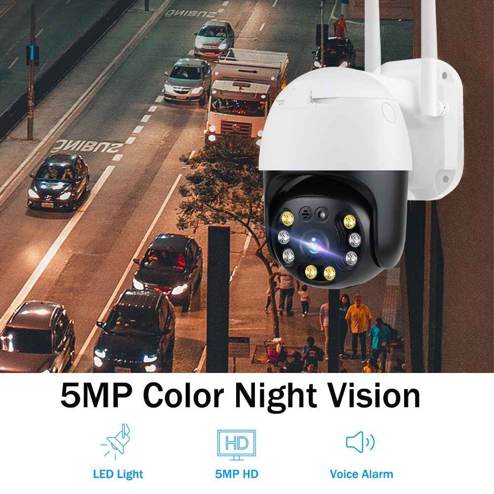 5MP HD IP Dome Camera Outdoor PTZ Home Security CCTV Camera WiFi 2 way Audio Auto Tracking Onvif Surveillance H.264 Network|Surveillance Cameras