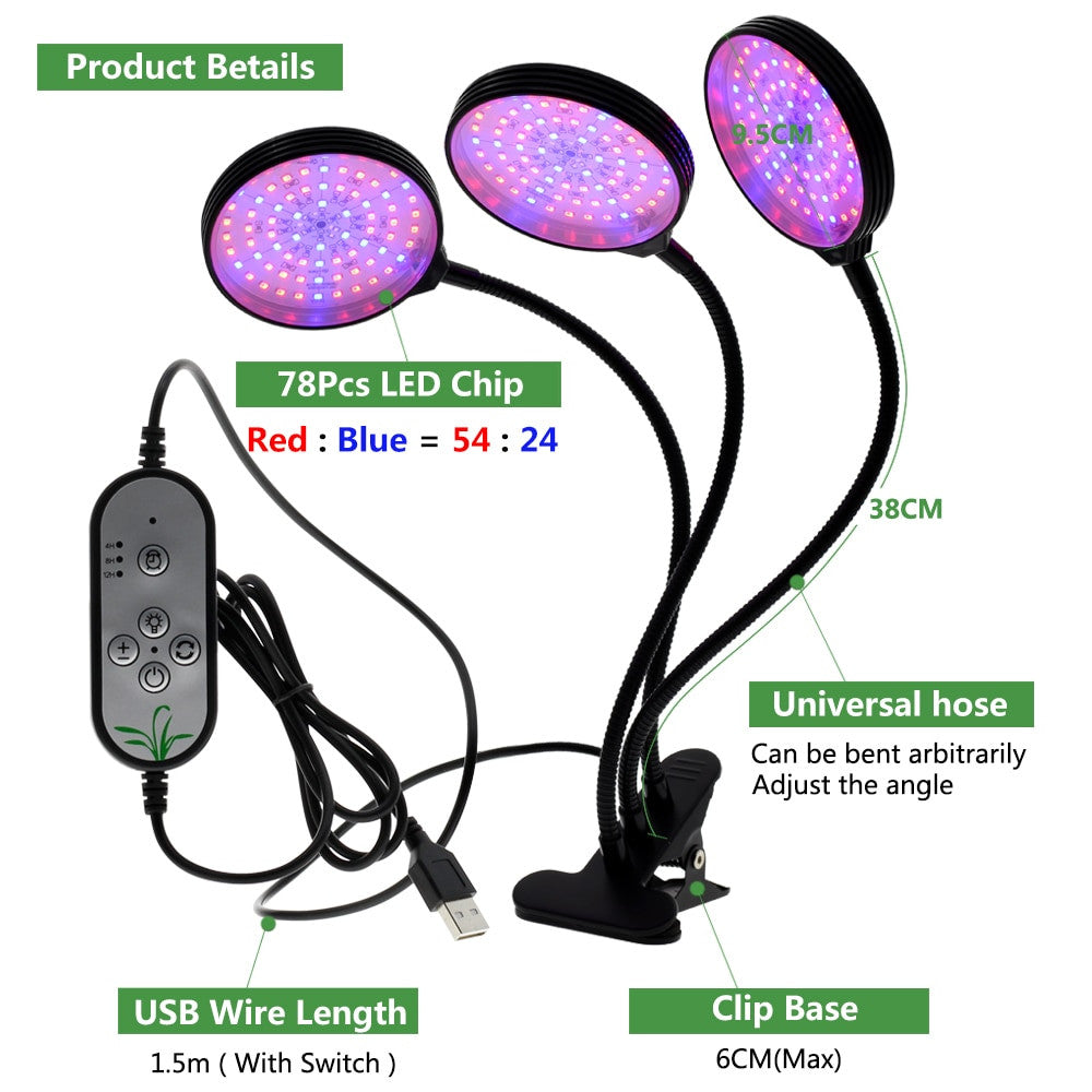 5V LED Grow Light USB Phyto Lamp Full Spectrum Fitolampy With Control For Plants Seedlings Flower Indoor Fitolamp Grow Box|LED Grow Lights - Frontier General Hardware