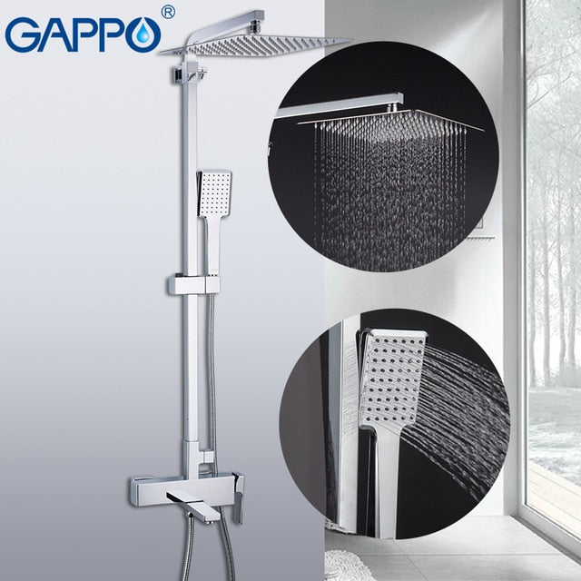 GAPPO Shower System bathroom shower faucet tap bath mixer bathtub faucet set waterfall shower set chrome rain shower head|Shower System| - Frontier General Hardware