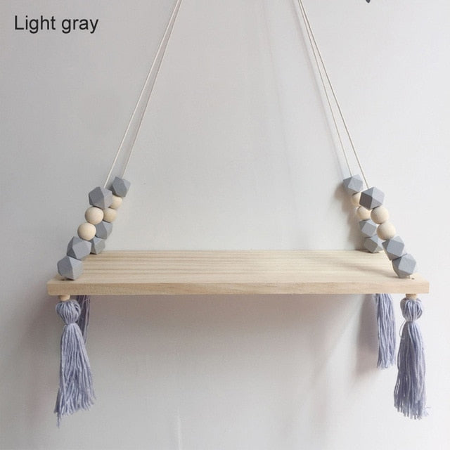 1 Pcs Wall Hanging Decor Swing Shelf Decorative Shelves Room Storage Organization personality Kids Room Wooden Beads Tassel|Decorative Shelves| - Frontier General Hardware