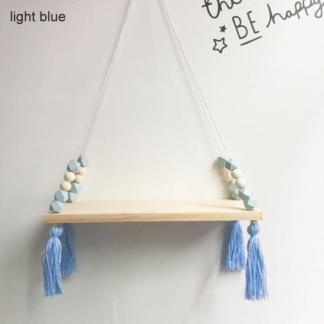 1 Pcs Wall Hanging Decor Swing Shelf Decorative Shelves Room Storage Organization personality Kids Room Wooden Beads Tassel|Decorative Shelves| - Frontier General Hardware