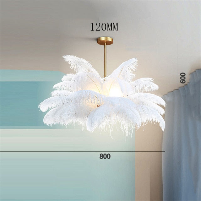 Modern Pure Ostrich Feather Pendant Lights LOFT LED Pendant Lamp Bedroom Decor Living Room Decoration Restaurant Hanging Lamps|Pendant Lights| - Frontier General Hardware