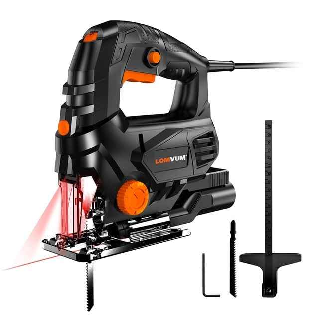 LOMVUM 800W Laser Jigsaw Electric 5 Variale Speed Jig Saw for Woodworking Electrical Saw 110V/220V Cutting Metal Wood Aluminum|Electric Saws