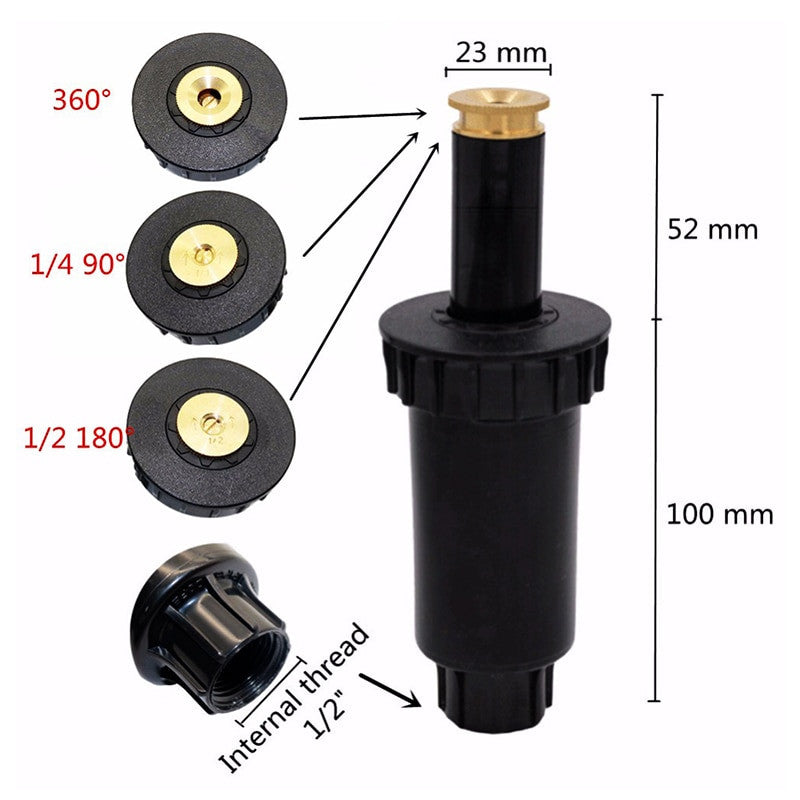 90 360 Degree Pop up Sprinklers Plastic Lawn Watering Sprinkler Head Adjustable Garden Spray Nozzle 1/2" Female Thread 1 Pc|lawn watering|sprinkler headspray nozzle - Frontier General Hardware