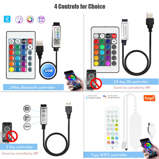 Tuya WiFi RGB LED Strip Light 5050 Flexible Tape With App Control For TV Backlight Bedroom Ambient Decoration Frontier General Hardware