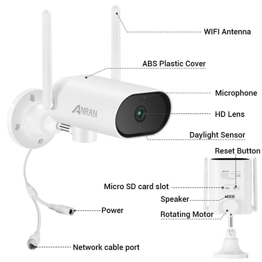 ANRAN 5MP Wireless Pan Tilt Camera Human Detection Tracking Camera Surveillance Security Camera Wifi Outdoor Camera|Surveillance Cameras| - Frontier General Hardware