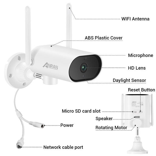 ANRAN 5MP Wireless Pan Tilt Camera Human Detection Tracking Camera Surveillance Security Camera Wifi Outdoor Camera|Surveillance Cameras| - Frontier General Hardware