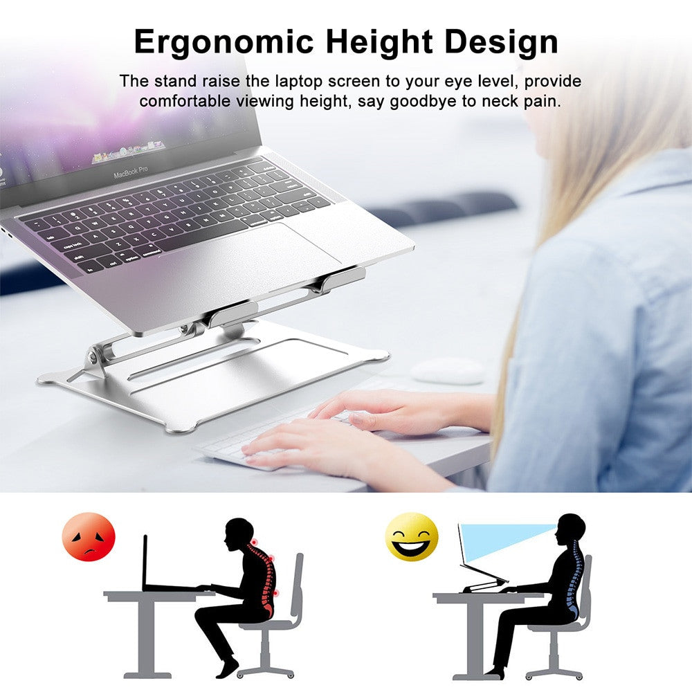 Adjustable Aluminum Laptop Stand Ergonomic Multi Angle Desk Laptop Holder w/Heat Vent for Notebook MacBook Dell HP More 10 17.3"|Laptop Stand - Frontier General Hardware