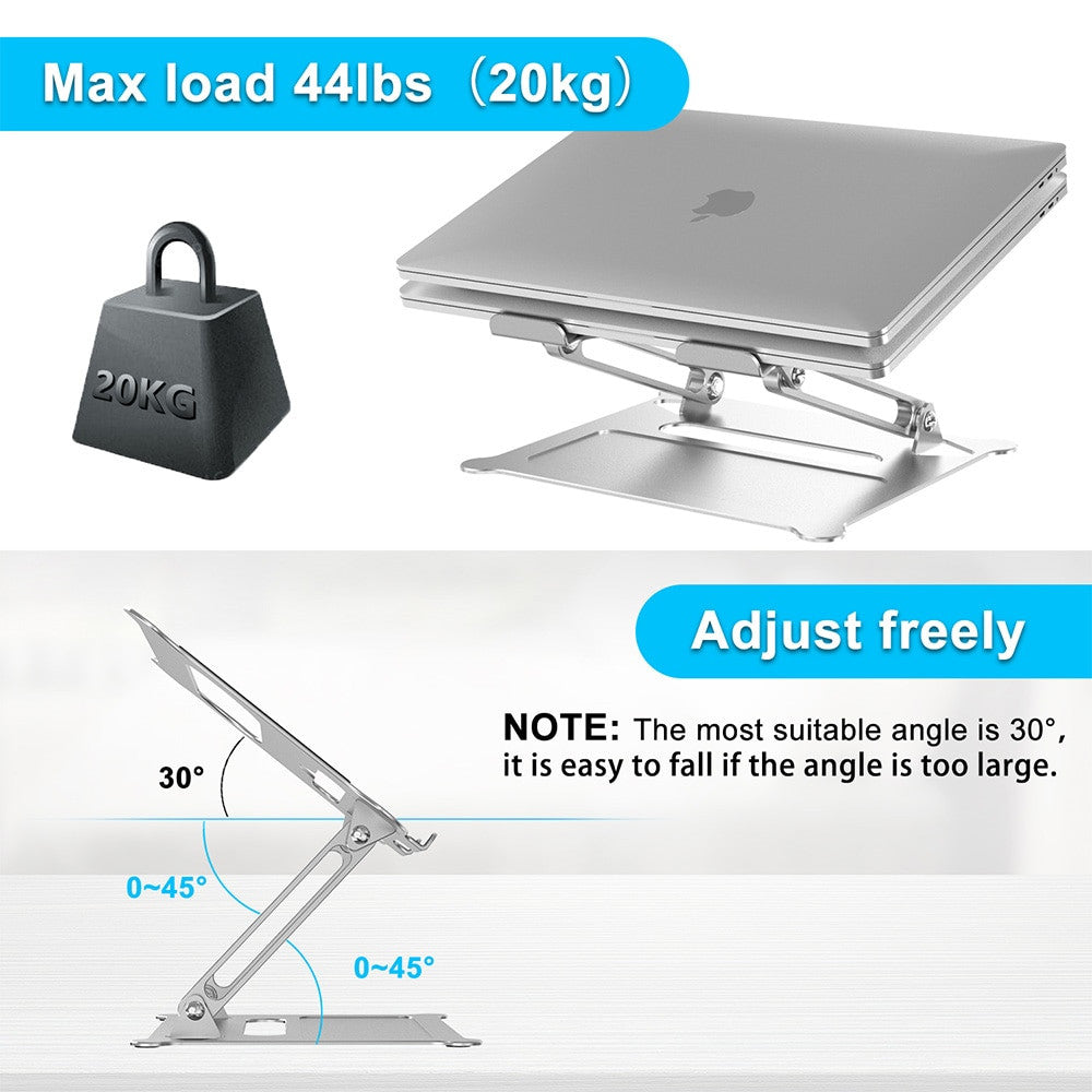 Adjustable Aluminum Laptop Stand Ergonomic Multi Angle Desk Laptop Holder w/Heat Vent for Notebook MacBook Dell HP More 10 17.3"|Laptop Stand - Frontier General Hardware