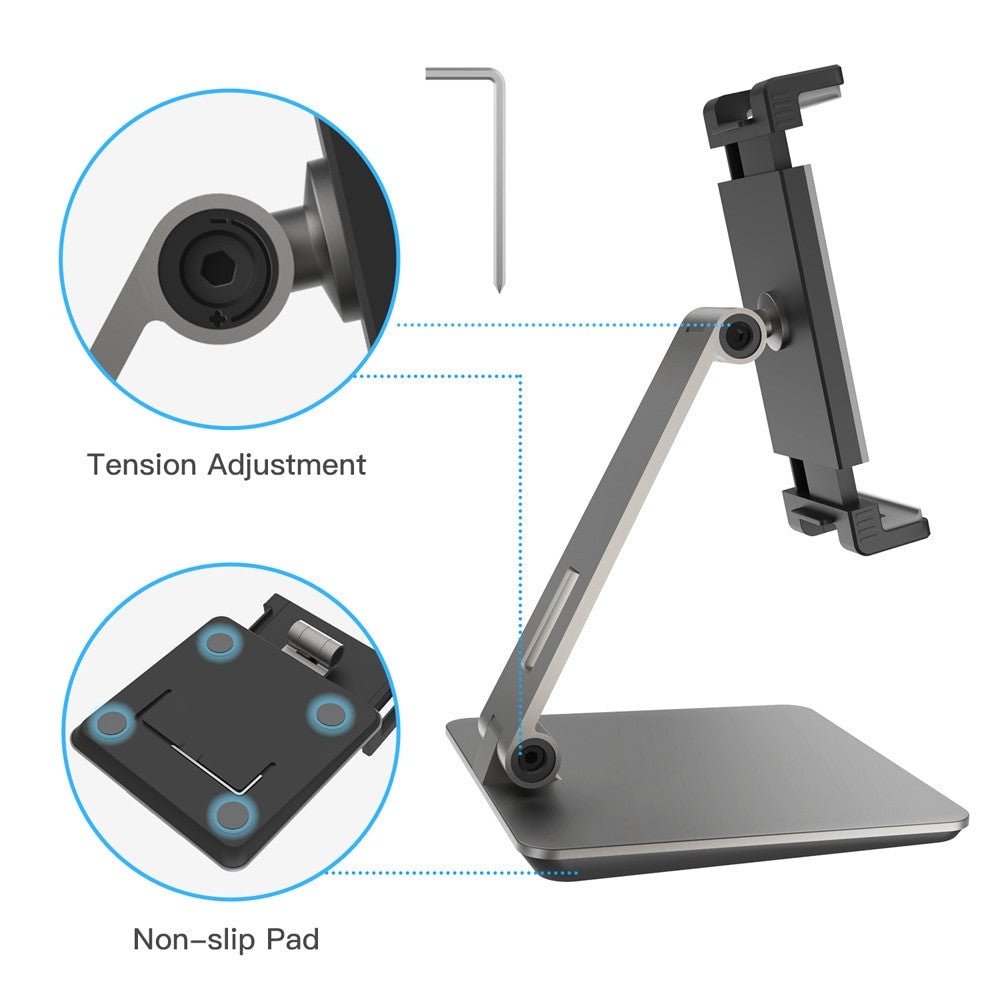 Adjustable Heavy Duty Aluminum Tablet Stand 360° Swivel Foldable Tablet Holder for iPad Tab Kindle Nintendo Switch (4.7 13")|Tablet Stands - Frontier General Hardware