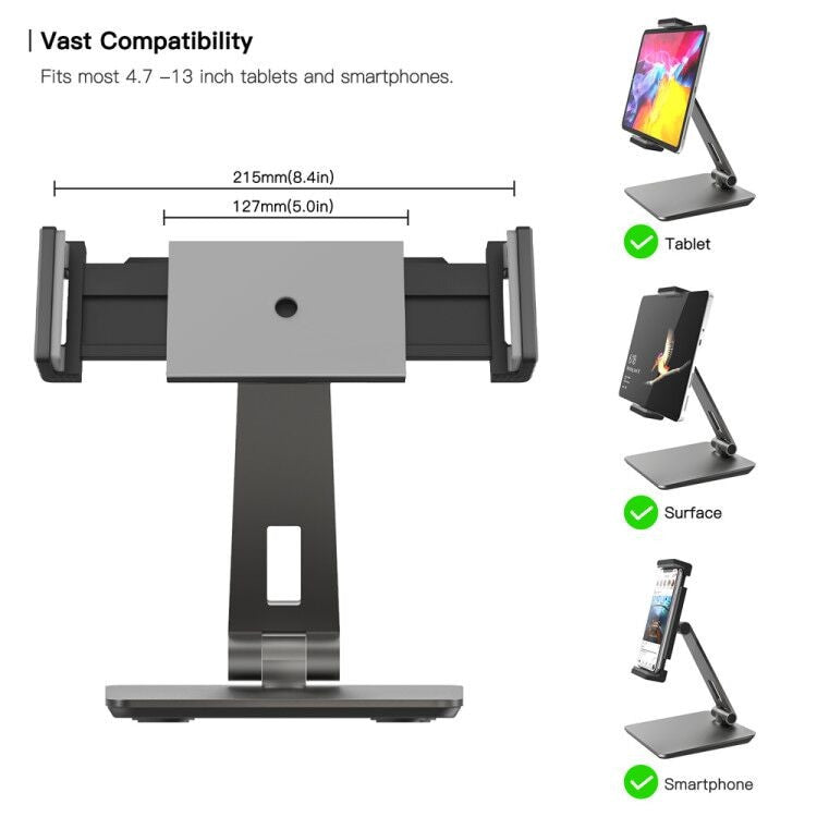 Adjustable Heavy Duty Aluminum Tablet Stand 360° Swivel Foldable Tablet Holder for iPad Tab Kindle Nintendo Switch (4.7 13")|Tablet Stands - Frontier General Hardware