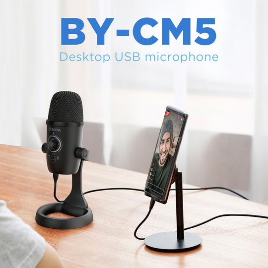 BOYA BY CM5 USB Condenser Desktop Microphone for PC Smartphone Mobile YouTube Recording Podcast Studio Blogger Frontier General Hardware