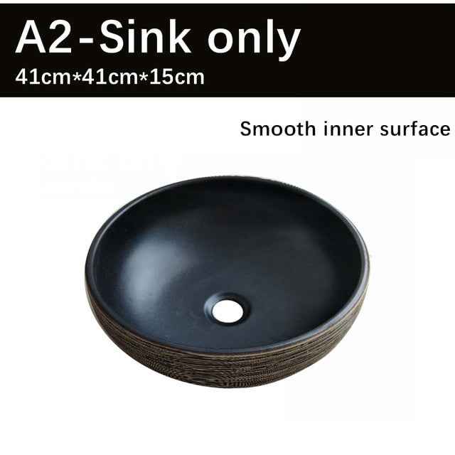 Bathroom Sinks Art Ceramic Vessel Imitation stone Washing Basin Bowl For Bathroom Or Balcony Restoring Ancient Ways Sink AM855|Bathroom Sinks