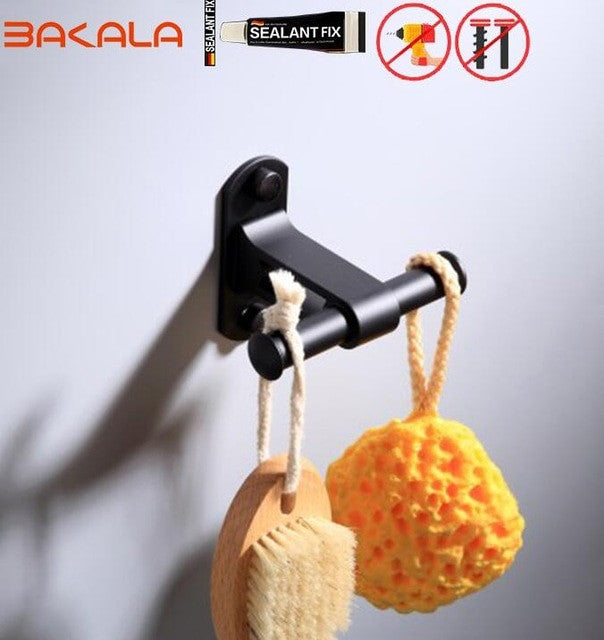 Black Bathroom Accessories Paper towel rack Blower frame Single pole Double rod Towel rack Soap dish Towel ring Clothes hook|Bath Hardware Sets - Frontier General Hardware