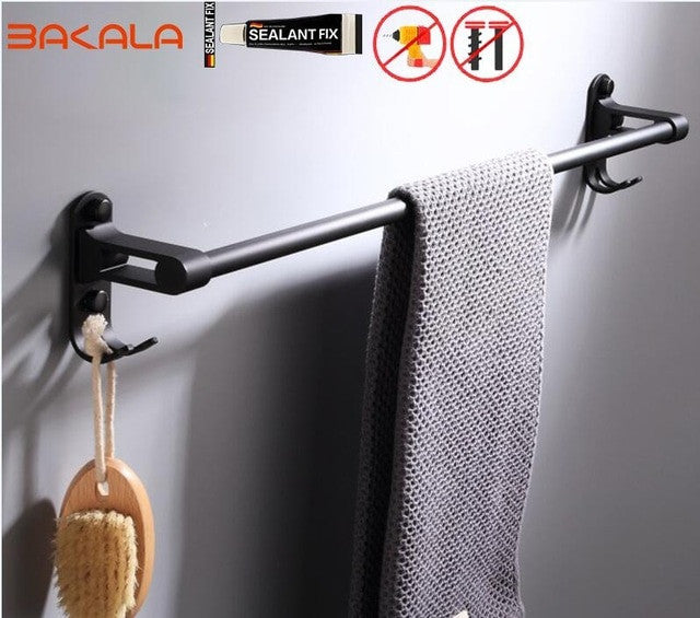 Black Bathroom Accessories Paper towel rack Blower frame Single pole Double rod Towel rack Soap dish Towel ring Clothes hook|Bath Hardware Sets - Frontier General Hardware