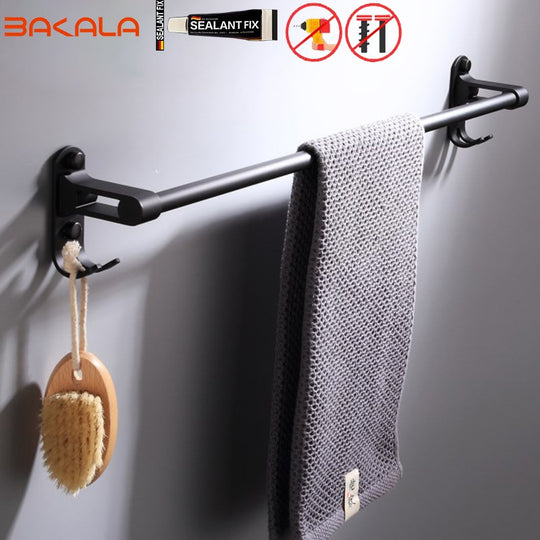 Black Bathroom Accessories Paper towel rack Blower frame Single pole Double rod Towel rack Soap dish Towel ring Clothes hook|Bath Hardware Sets - Frontier General Hardware
