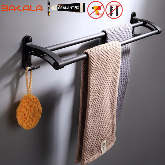 Black Bathroom Accessories Paper towel rack Blower frame Single pole Double rod Towel rack Soap dish Towel ring Clothes hook|Bath Hardware Sets - Frontier General Hardware
