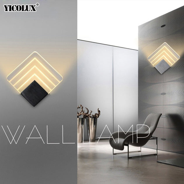 Black Silver Acrylic LED Wall Lamp Sconce Bedroom Indoor Lighting Staircase Bathroom Luminaria Wandlamp Frontier General Hardware