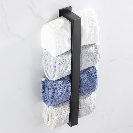 Black Stainless Steel No Drill Wall Mounted Towel Holder With Shower Shelf Towel Hanger Rack 30 40 50 cm Frontier General Hardware