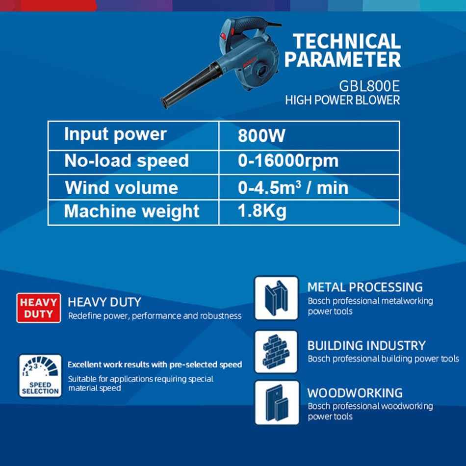 Bosch Electric Handheld Cordless Air Blower Vacuum Dust Cleaner 800W Leaf House Cleaning Blowing And Suction For Woodworking|Blowers