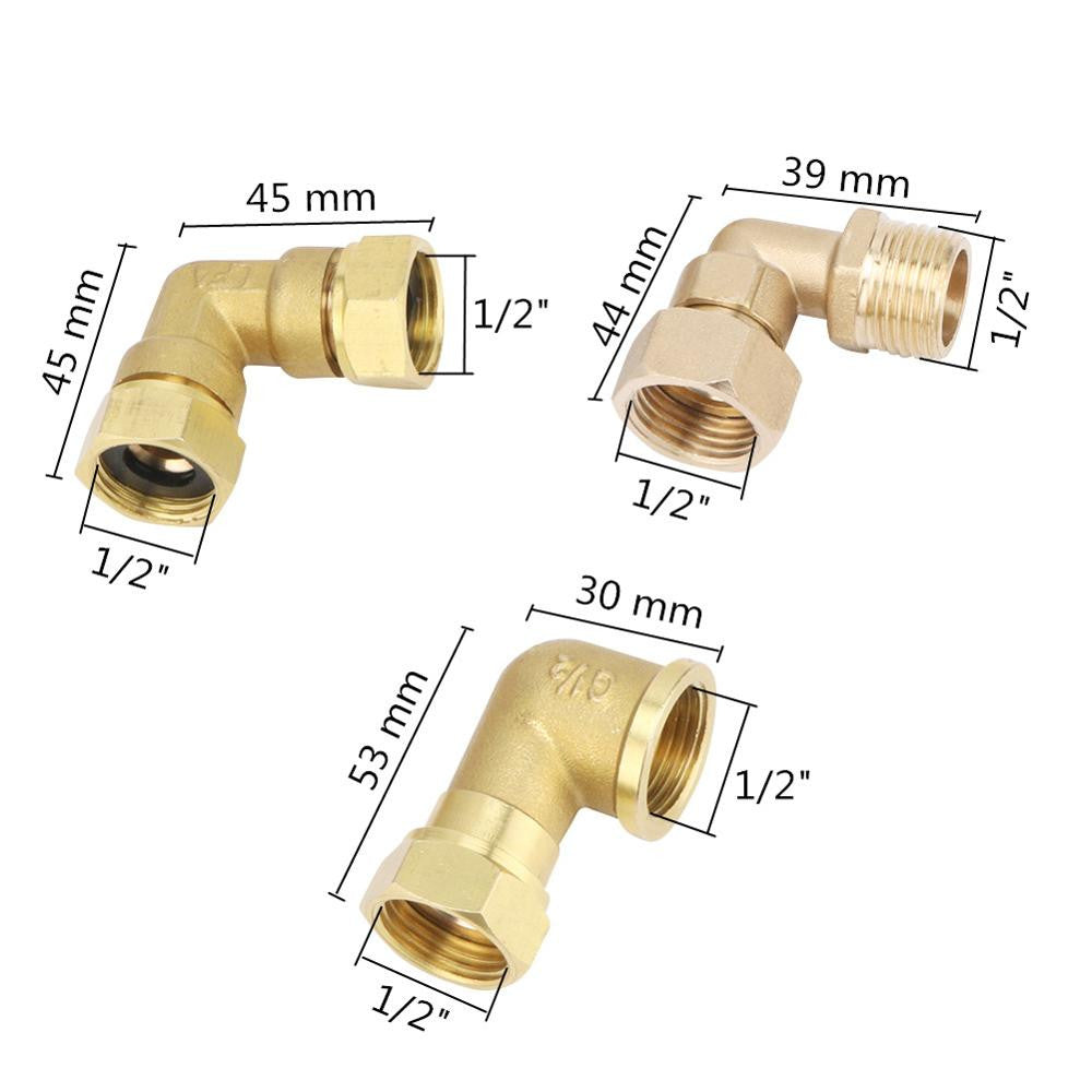 Brass Elbow G1/2 Junction Union Joint Coupling 1/2" Male/Female Connector Plumbing Pipe Fittings Copper Connection Adapters|Pipe Fittings - Frontier General Hardware