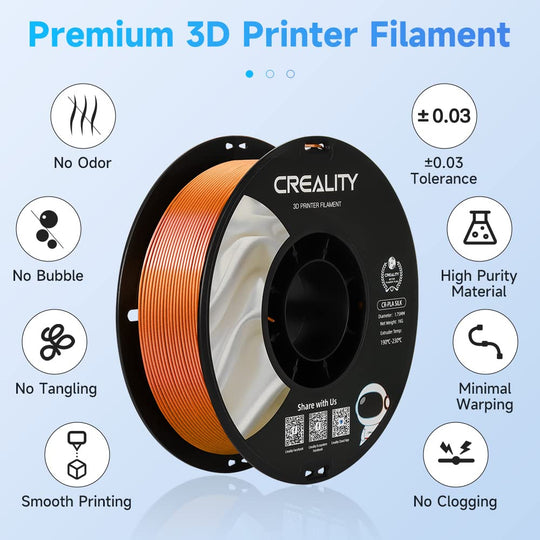 Creality Silk PLA Filament 1.75mm 3D Printer Filament No-Tangling Strong Bonding Overhang Performance for FDM & FFF 3D Printers Frontier General Hardware
