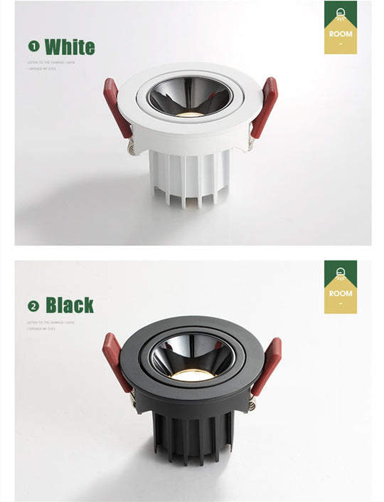 [DBF]2020 New High CRI≥90 Anti Glare LED COB Recessed Downlight 7W 12W Angle Adjustable Ceiling Spot Lights Kitchen Living Room|Downlights - Frontier General Hardware