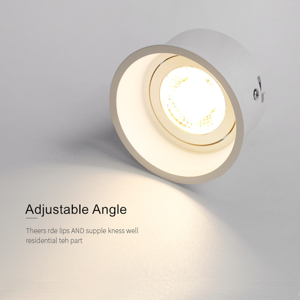[DBF]Angle Adjustable Deep Anti Glare LED COB Recessed Downlight 5W 7W 12W 15W Round White LED Ceiling Spot Light Pic Background|Downlights - Frontier General Hardware