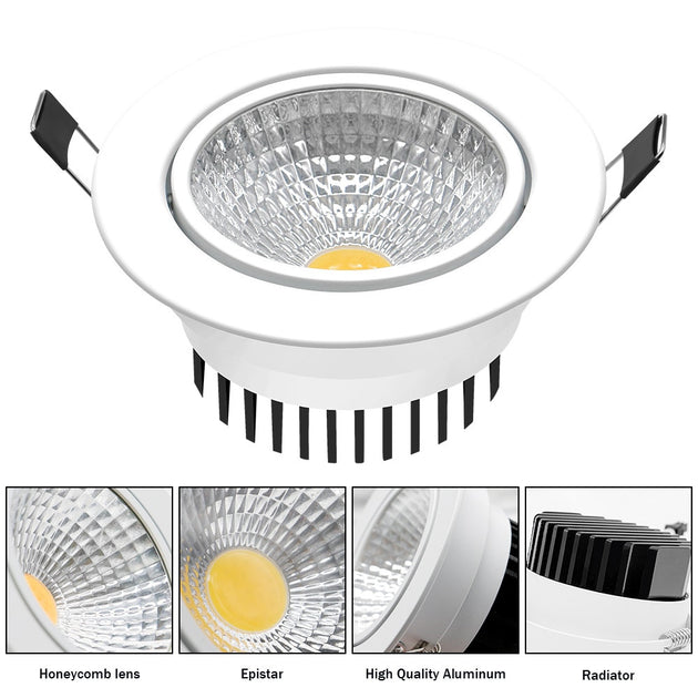 Dimmable COB Recessed Downlight 5W 7W 10W 12W White Black Body 90 265V LED Driver 3000K 4000K 6000K Ceiling Lights Frontier General Hardware