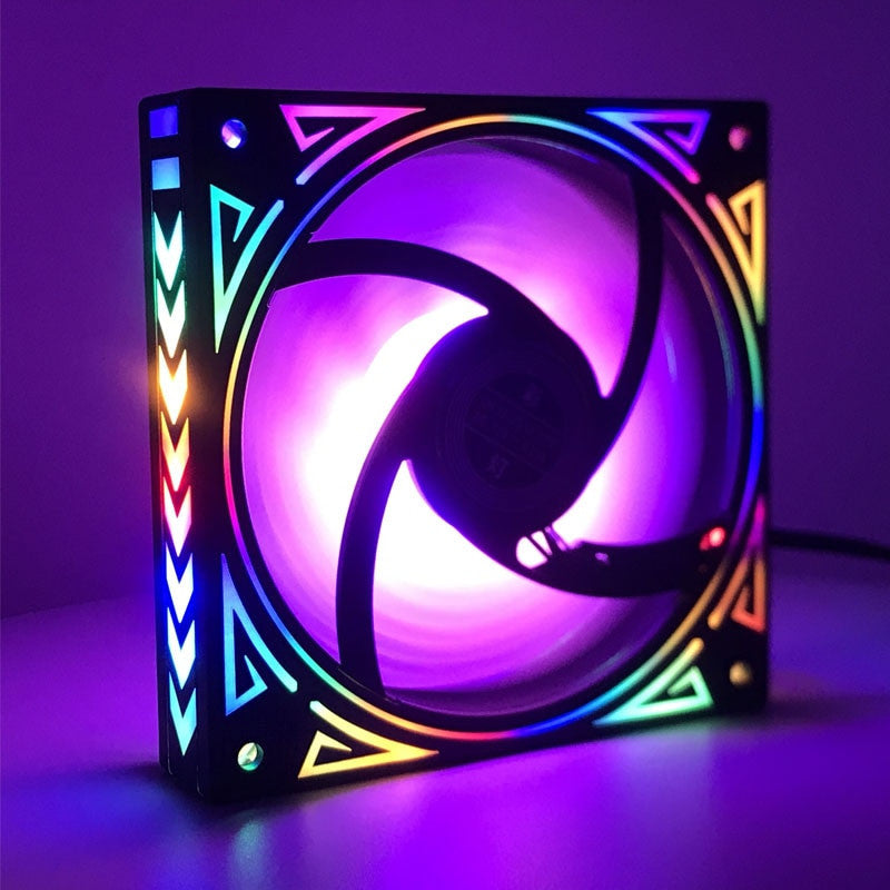 DC 12V Pc Cooling Fan 120mm LED Rainbow Iridescence 3pin+molex 4D for Pc Computer Gaming Set Up Water Cool Radiator|Fans & Cooling - Frontier General Hardware