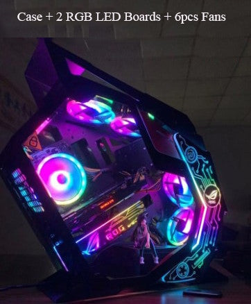 Computer Tower Open DIY Open Desktop ATX Computer Case Tempered Glass Sides Transparent