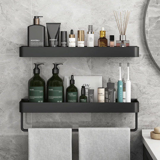 DOOKOLE Black Floating Shelves Wall Mounted with Towel Bar for Bathroom Kitchen Living Room Bedroom Modern Storage Frontier General Hardware