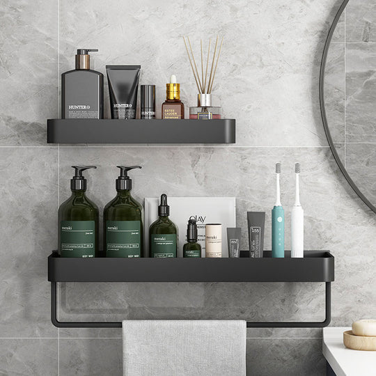 DOOKOLE Black Floating Shelves Wall Mounted with Towel Bar for Bathroom Kitchen Living Room Bedroom Modern Storage Frontier General Hardware