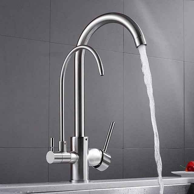 Deck Mounted Black Kitchen Faucets Pull Out Hot Cold Water Filter Tap for Kitchen Three Ways Sink Mixer Kitchen Faucet ELK9139B|Kitchen Faucets